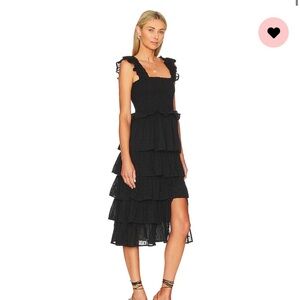 NEW Tularosa Smocked Midi Dress in Black